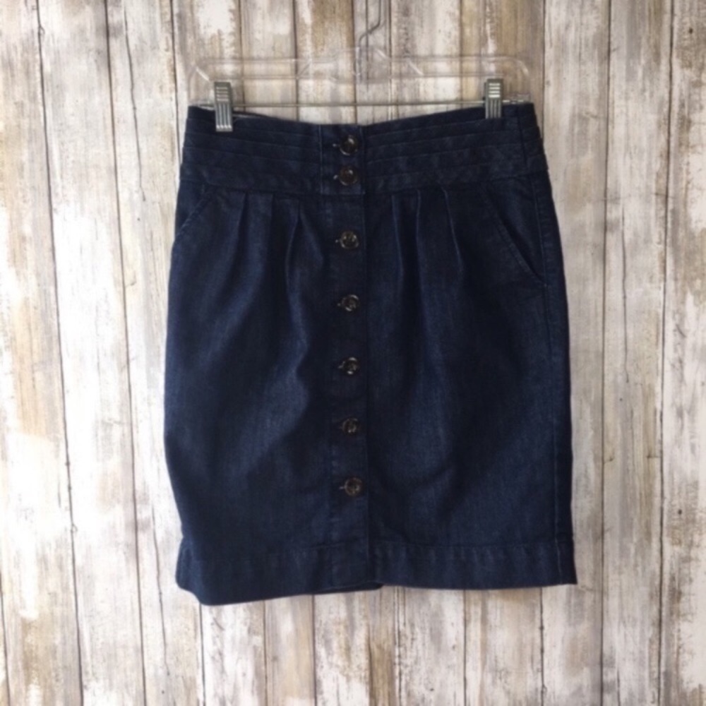Anthropologie Pilcro Button Front Denim Mini Skirt Blue Size 4 Casual